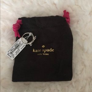 Kate Spade silver rhinestoned ribbon ring size 7
